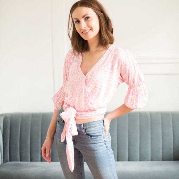 🌼 Faithfull The Brand 🌼 NWT Bisset Top in Dusty Floral Print XS Barbie Pink 🎀 - Picture 11 of 12